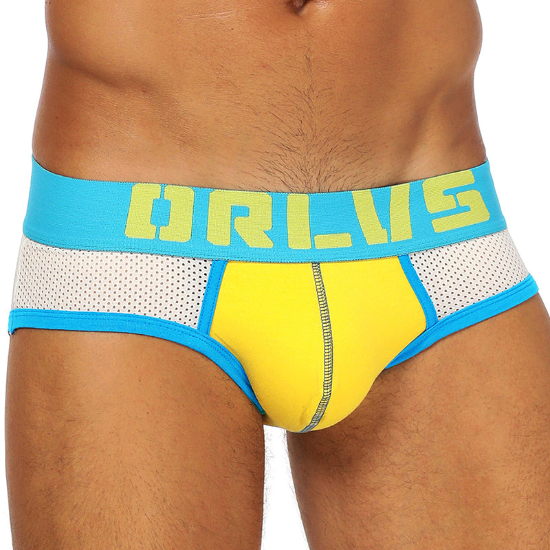 ORLVS Men's Sheer Light Mesh Briefs | The Mesh Lab Luxury Metallic Belt Low Rise Underwear