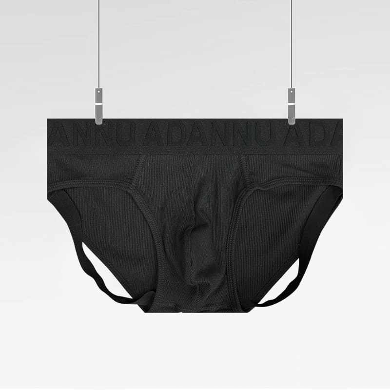 Men's Bold & Fearless Ribbed Cotton Briefs with Cut-Out Double Strap Design