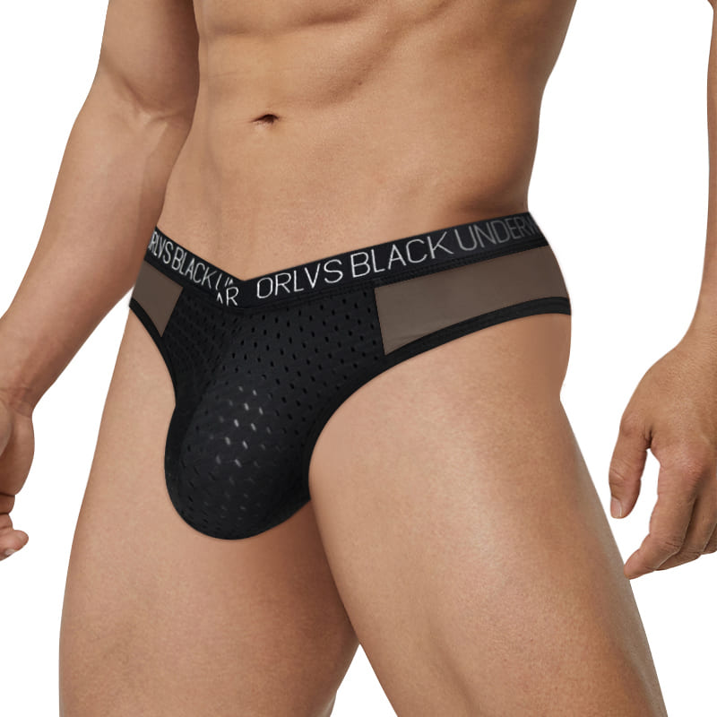 ORLVS Men's Jacquard Mesh Breathable Briefs | The Mesh Lab Contrast Waistband Low Rise Underwear